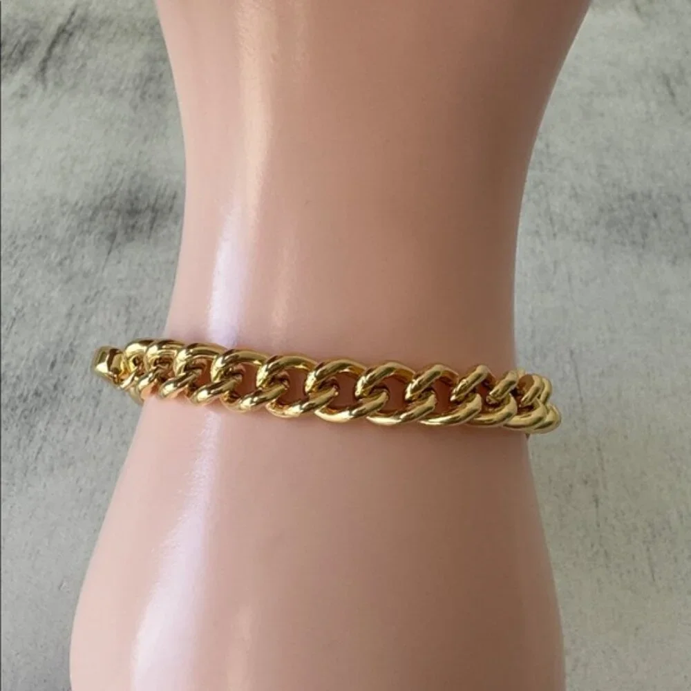 Milor Gold Plated 925 Sterling Silver Chain Link Bracelet Italy 7.5in long